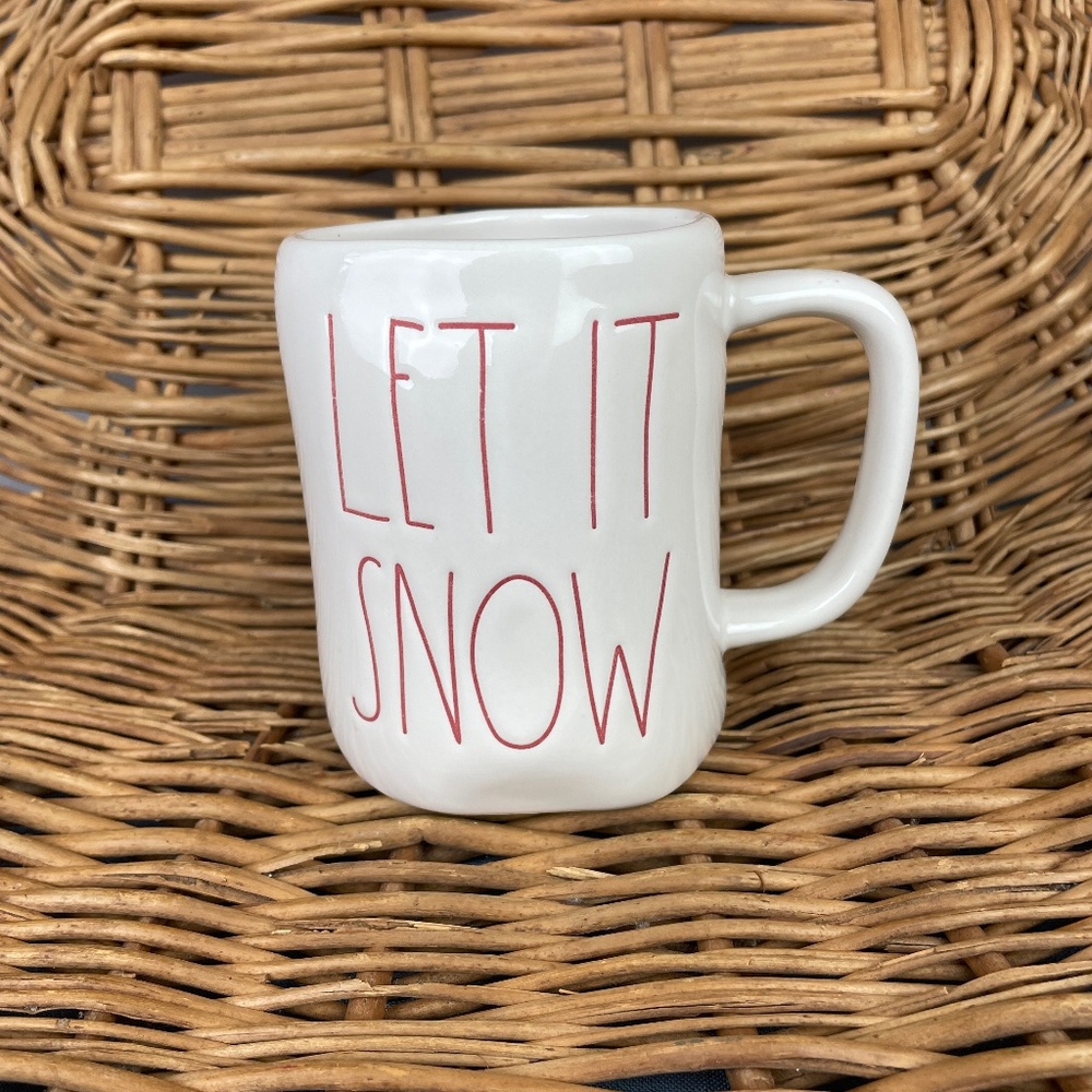 Rae Dunn Christmas Ceramic Large Red Letter Coffee Mug LET IT SNOW
